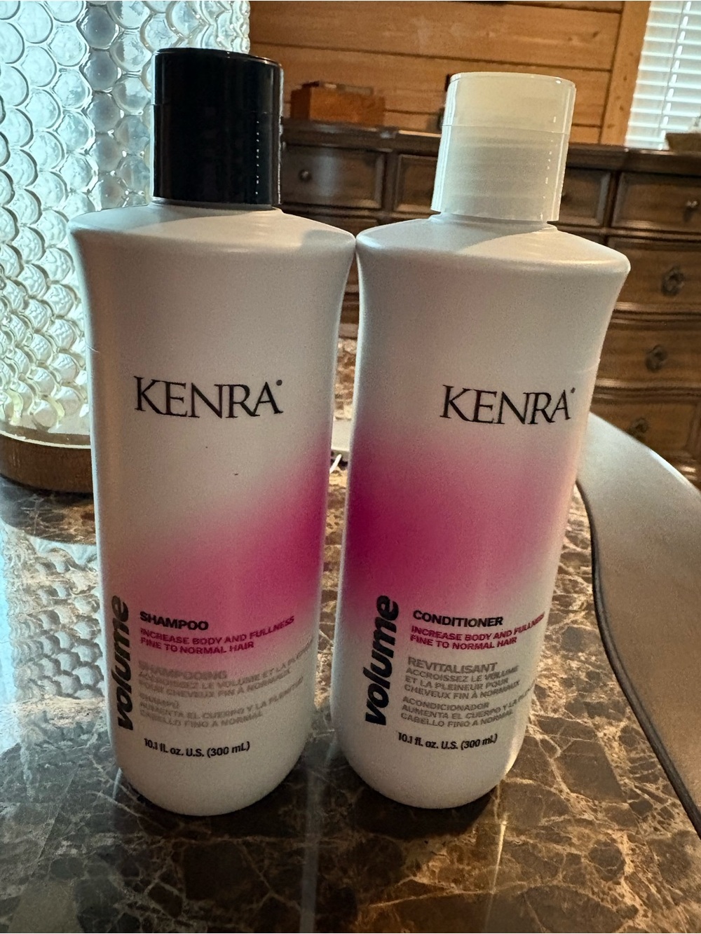 Kenra Volume Shampoo & Conditioner Set - White with Pink Fade 10.1 oz bottles
